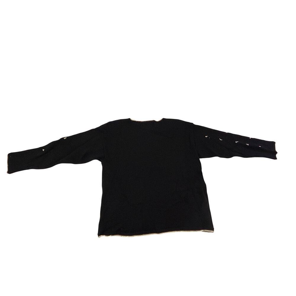 Tiara International Black Red Beaded Embroidery Knit Sweater‎ Cardigan NWT 1990s - Picture 2 of 14